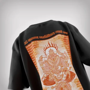T-shirt featuring Lord Narasimha in his blazing form symbolizing divine wrath and protection